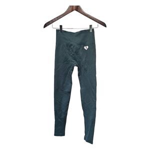 Women's Best Power‎ High Waisted Seamless Leggings Green Capri Crop Size Small